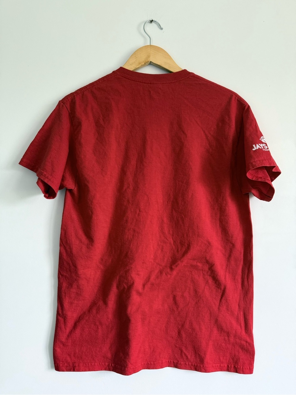 Gildan Red Short Sleeve T-Shirt with White Logo - Picture 3 of 8